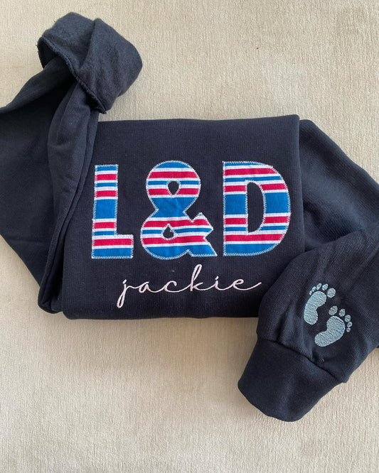 L&D with baby blanket crewneck