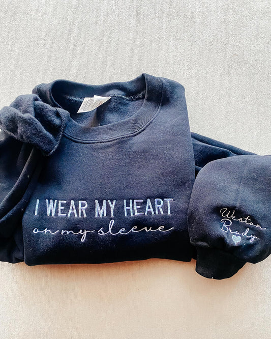 I wear my <3 on my sleeve Crewneck